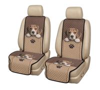 Wanyint 2 Pack Car Front Seat Cover Quilted Breathable Captain Chair Seat Cover Durable Pet Car Seat Protector Fits for Sedans SUVs Vans & Trucks, Beagle Dog Paw Brown