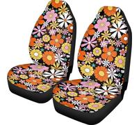 Wanyint Abstract Hippie Flower Print Universal Auto Car Front Seat Covers Bucket Seats Auto Interior Accessories Protector Fit for Most Car,SUV Sedan,Truck
