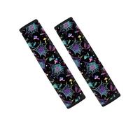 Wanyint Bat Mushroom Spider Web Print Car Seat Belt Pads Covers Comfort Auto Harness Pads Protect Shoulder Neck Padding Halloween Decor for SUV Truck Van Sedans, 2 Pack