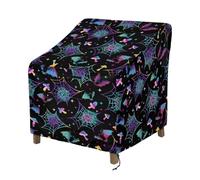 Wanyint Bat Mushroom Spider Web Print Outdoor Chair Covers Waterproof Garden Recliner Chair Cover Heavy Duty Windproof Lawn Deck Furniture Protection with Air Vent, 83x89x92 cm