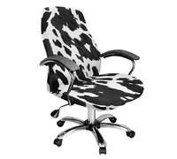 Wanyint Black White Cow Print Stretchable Office Chair Cover for Desk Computer Chair Removable Rotating Boss Chair Slipcover Protective High Back Chair Slipcover (NOT Chair), L