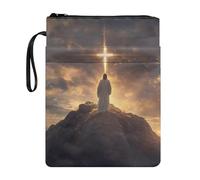 Wanyint Book Sleeve Book Cover for Paperbacks Washable Fabric Book Sleeve with Zipper 11.4’’ x 8.7’’ for Graduation Birthday Anniversary, God Cross Sky