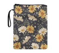 Wanyint Book Sleeve Washable Book Protector with Zipper and Front Pocket 11.4’’ x 8.7’’ Book Cover for Teacher, Reader, Daisy Gray