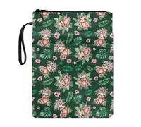 Wanyint Book Sleeve with Zipper Book Cover for Paperbacks with Front Pocket 11.4 x 8.7 Inch for Parents Daughter Son for St. Patrick's Day, Sloth Tropical Monstera Palm Leaf