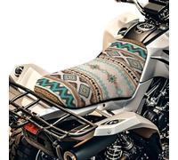 Wanyint Breathable ATV Seat Cover 25.2x10 Inch, UV Resistant Waterproof Four Wheeler Seat Protector for Summer Heat, Universal Fit for Honda/Polaris/Kawasaki, Southwest Aztec Beige Blue