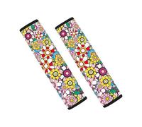 Wanyint Car Seat Belt Pads Covers Comfort Auto Harness Pads Protect Shoulder Neck Padding for SUV Truck Vans Sedans, 2 Pack, Hippie Flower Colorful