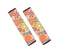Wanyint Car Seat Belt Pads for Men Women Non-Slip Breathable Seat Belt Shoulder Strap Cover Universal Fit Most Car SUV, 2 Pack, Hippie Flower Orange Yellow