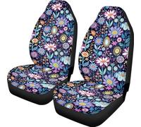 Wanyint Car Seat Cover Set Breathable Soft Auto Front Seat Protection for Men Women Washable Easy to Install, Hippie Flower Lotus Blue Violet