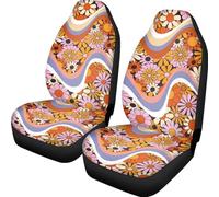 Wanyint Car Seat Cover Soft Front Seat Protector for Men Women Washable Easy to Install Auto Decor, Hippie Flower Orange Pink