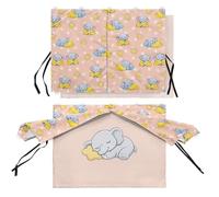 Wanyint Car Window Shade for Baby, Blackout/See Through Options Privacy Curtain for Rear Side Window, Heat/UV Blocker Car Sunshade for Your Child, 2 Pack, Cute Elephant Star