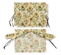 Wanyint Car Window Shade for Baby, Heat Block UV Protector Side Window Curtain for Pets, Double Opening Sun Shade Cover with Magnets Universal Fits, Vintage Sunflower