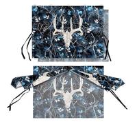 Wanyint Car Window Shade for Baby, Heat Blocking UV Rays Protection Sun Shade Cover, Privacy Protection Dual Layer Car Interior Curtain Universal Fit, 2 Pack, Deer Skull Camo Hunting Blue