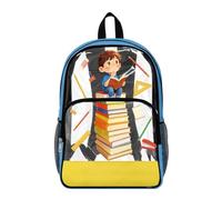 Wanyint Clear Backpack 17 Inch Transparent PVC & Polyester Backpack, Heavy Duty Lightweight Travel Daypack, Large Capacity Bookbag Work Bag for Boys Kids, Reading Boy Book Lover