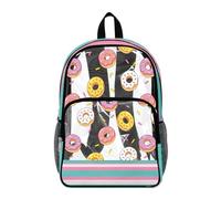 Wanyint Clear Book Bag for College Travel, 17 Inch See Through Large Backpack for Stadium, PVC Polyester Travel Backpack for Women, Casual Daypack for Work School, Cute Doughnut Stripe