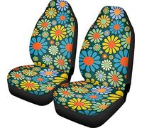 Wanyint Colorful Daisy Floral Car Seat Cover - Hippie Flower Print for Women & Men SUV, Truck, Van & Sedan Bucket Seats Protector