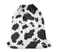 Wanyint Cow Print Drawstring Backpack Cute Animal Fur in Black White Cinch Gym Backpack Shoulder Bag for Travel Shopping Hiking Gym, Animal Small Yoga Pouch