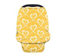Wanyint Cute Heart Design Yellow Baby Car Seat Covers - Carseat Canopy for Babies Boys Girls,Multi- use Nursing Breastfeeding Covers,Nursing Scarf