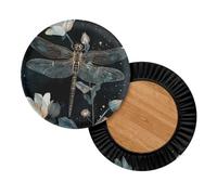 Wanyint Dragonfly Print 2 Pack Bar Stool Seat Covers Stretch Round Chair Covers for 12-14 Inch Chair Fashion Vanity Seat Cushion Saddle Slipcovers