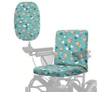 Wanyint Dustproof Electric Wheelchair Seat Protector Accessories, Stain Resistant Mobility Scooter Slipcover Decor with Elastic Edge, 35" L x 18" W, Yorkshire Terrier Paw Blue