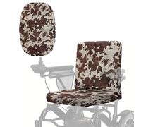 Wanyint Dustproof Electric Wheelchair Seat Protector Accessories, Stain Resistant Mobility Scooter Slipcover Decor with Elastic Edge, 35" L x 18" W, Dark Brown Cow Print