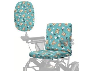 Wanyint Dustproof Electric Wheelchair Seat Protector Accessories, Stain Resistant Mobility Scooter Slipcover Decor with Elastic Edge, 35" L x 18" W, Yorkshire Terrier Paw Blue