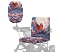 Wanyint Dustproof Mobility Scooter Seat Cover Polyester Protective Cover with Adjustable Buckle & Elastic Edge, Electric Wheelchair Slipcover for Indoor Use, Northern Cardinal Floral Moon