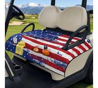 Wanyint Easy-Carry Golf Cart Seat Cover, Foldable Design with Handle for Storage, Universal Size Quilted Polyester, 4 Front Pockets, Machine Washable, Fashion American Flag