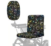 Wanyint Electric Scooter Cover Dustproof Electric Wheelchair Seat Protector Accessories with Elastic Band, Easy Clean Power Chair Seat Cover for Adults, Colorful Sun Moon Star