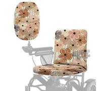 Wanyint Electric Wheelchair Cover Protector Accessories for Mobility Scooter Power Chair, Protective Cover Prevent Wind, Dust, Sun for Elderly Disable, Retro Brown Hippie Flower