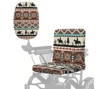 Wanyint Electric Wheelchair Seat Cover with Elastic Band Universal Size Mobility Scooter Seat Slipcover with Adjustable Buckle for Indoor & Outdoor Use, Western Aztec Cowboy Cactus