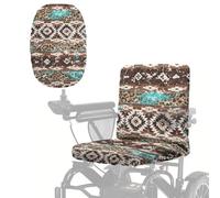 Wanyint Electric Wheelchair Seat Cover with Elastic Band Universal Size Mobility Scooter Seat Slipcover with Adjustable Buckle for Indoor & Outdoor Use, Aztec Leopard Print Brown