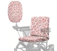 Wanyint Electric Wheelchair Seat Cover with Elastic Band Universal Size Mobility Scooter Seat Slipcover with Adjustable Buckle for Indoor & Outdoor Use, Pastel Pink Leopard Print