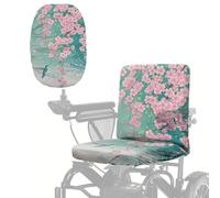 Wanyint Electric Wheelchair Seat Cover with Elastic Band Universal Size Mobility Scooter Seat Slipcover with Adjustable Buckle for Indoor & Outdoor Use, Cherry Blossom Hummingbird