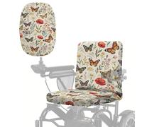 Wanyint Electric Wheelchair Seat Protector Accessories Universal Size Mobility Scooter Cover Dustproof Protector Accessories for Elderly Disable, Retro Butterfly Wild Flower