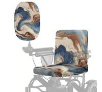 Wanyint Electric Wheelchair Seat Protector Accessories Universal Size Mobility Scooter Cover Dustproof Protector Accessories for Elderly Disable, Blue Brown Marble
