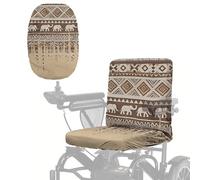 Wanyint Electric Wheelchair Slipcover Dustproof Mobility Scooter Seat Cover Elastic Edge & Adjustable Buckle, Decorative Seat Cover for Elderly Disable, Aztec Elephant Brown