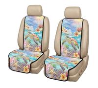 Wanyint Front Car Seat Cover 2 Pack Non-Slip Decorative Captain Chair Seat Protector Pet Passenger Seat Cover Easy Install & Clean, Front Seats Only, Sea Turtle Plumeria Starfish