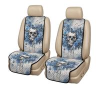 Wanyint Front Car Seat Cover 2 Pack Non-Slip Decorative Captain Chair Seat Protector Pet Passenger Seat Cover Easy Install & Clean, Front Seats Only, Blue Skull Butterfly Rose