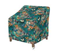 Wanyint Garden Chair Covers Waterproof UV Resistant Tear-Resistant Wicker Garden Sofa Chair Cover Lawn Furnitures Protector, 74x84x92 cm, Butterfly Bohemian Flower Teal