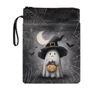 Wanyint Ghost Witch Moon Spider Web Print Book Protector Sleeve Halloween Book Covers for Paperbacks Washable Fabric with Zipper 11.4 x 8.7 Inch for Women Girls