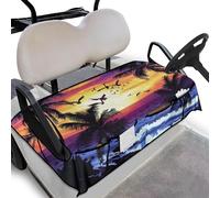 Wanyint Golf Cart Cover Soft Breathable Golf Cart Cloth Seat Cover Protector with Pockets Easy to Install Washable for Women Men, 133 x 82 cm, Hawaii Palm Tree Beach Sunset