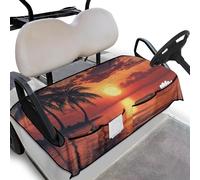 Wanyint Golf Cart Seat Cover Protector Soft Breathable Golf Cart Accessories with Front Pockets Universal Fit for Most 2-Seat Club Car for Women Men, Hawaii Palm Tree Sunset