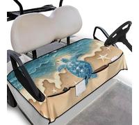 Wanyint Golf Cart Seat Cover Protector Soft Breathable Golf Cart Accessories with Front Pockets Universal Fit for Most 2-Seat Club Car for Women Men, Sea Turtle Starfish Beach