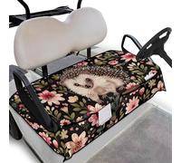 Wanyint Golf Cart Seat Cover Protector Soft Breathable Golf Cart Accessories with Front Pockets Universal Fit for Most 2-Seat Club Car for Women Men, Hedgehog Floral Black