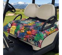 Wanyint Golf Cart Seat Cover Towel with Foldable Design and Carry Handle, Universal 51.2"x30.3", Comfort Quilted Polyester, 4 Front Pockets, Easy to Clean, Colorful Tropical Leaf