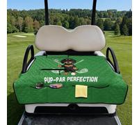 Wanyint Golf Cart Seat Cover Towel with Foldable Design and Carry Handle, Universal 51.2"x30.3", Comfort Quilted Polyester, 4 Front Pockets, Easy to Clean, Dachshund Golf Club Green
