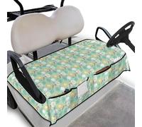Wanyint Golf Cart Seat Cover with 4 Pockets Soft Quick Dry Non-Slip Cloth Seat Cover Compatible with EZGO Yamaha and More 2 Person Club Cars, Golf Ball Tropical Floral Green