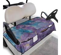 Wanyint Golf Cart Seat Cover with Front Pockets Lightweight Breathable Golf Cart Accessories Keeps Seat Cool and Clean Fits for Most 2 Person Club Car, Marble Violet Blue