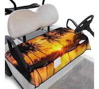 Wanyint Golf Cart Seat Cover with Front Pockets Portable Golf Cart Accessories Easy to Install Keeps Seat Comfort and Cool Universal Fit, 133 x 82 cm, Hawaiian Palm Tree Gold Sky