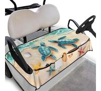 Wanyint Golf Cart Seat Cover with Front Pockets Soft Quick Dry Golf Cart Towel Blanket Accessories for Summer Universal Fit for Most 2-Seats Club Car, Sea Turtle Heart Starfish Beach